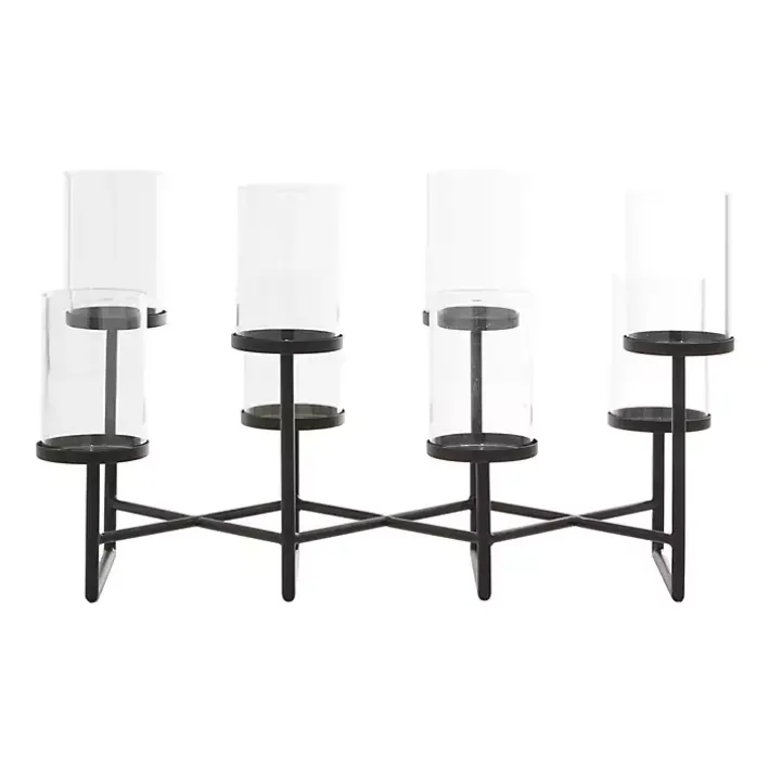 Black Metal Multi Level Candelabra Runner