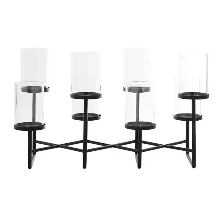 Black Metal Multi Level Candelabra Runner