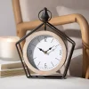 Black Metal Pentagon Frame Tabletop Clock