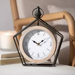 Black Metal Pentagon Frame Tabletop Clock