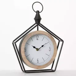 Black Metal Pentagon Frame Tabletop Clock