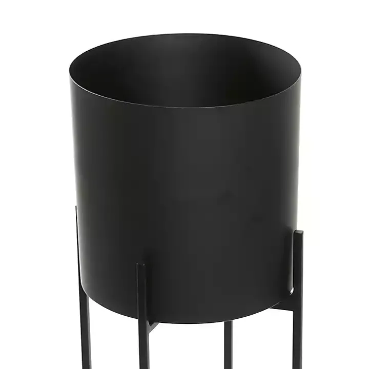 Black Metal Plant Stands with Shelves, Set of 2