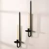 Black Metal Taper Candle Holder Sconces, Set of 2