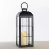 Black Metal Windowpane Lantern, 21 in.