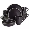 Black Modern Stoneware 16-pc. Dinnerware Set