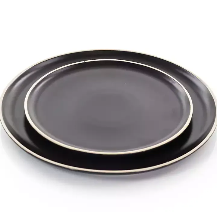 Black Modern Stoneware 16-pc. Dinnerware Set