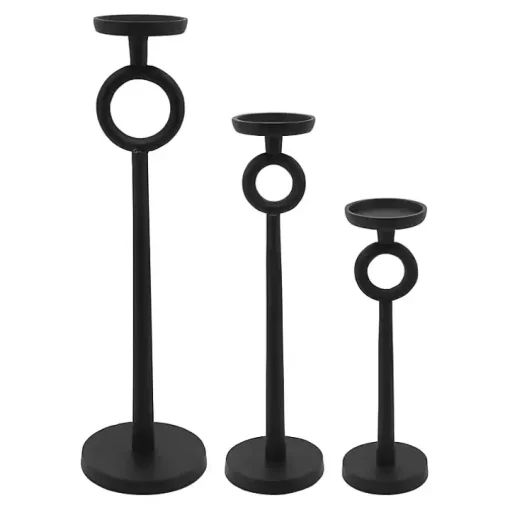 Black Open Circle Taper Candle Holder, 13 in.