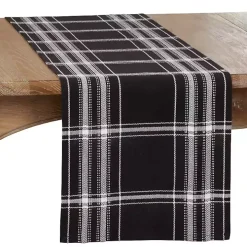 Black Plaid Cotton Table Runner, 72 in.
