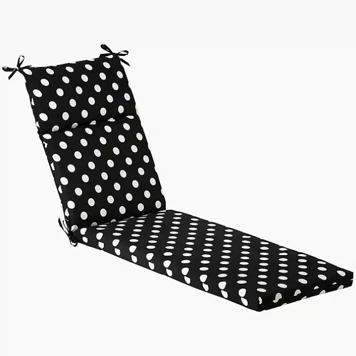 Black Polka Dot Outdoor Chaise Cushion