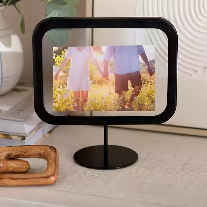 Black Rectangle Floating Picture Frame Stand, 4x6