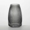 Black Round Ribbed Glass Vase