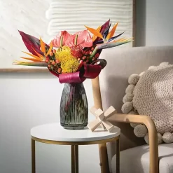 Black Round Ribbed Glass Vase