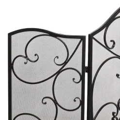 Black Scroll Work Metal Fireplace Screen