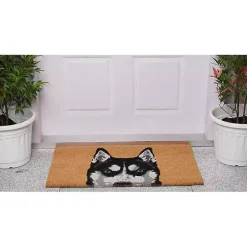 Black Siberian Husky Doormat