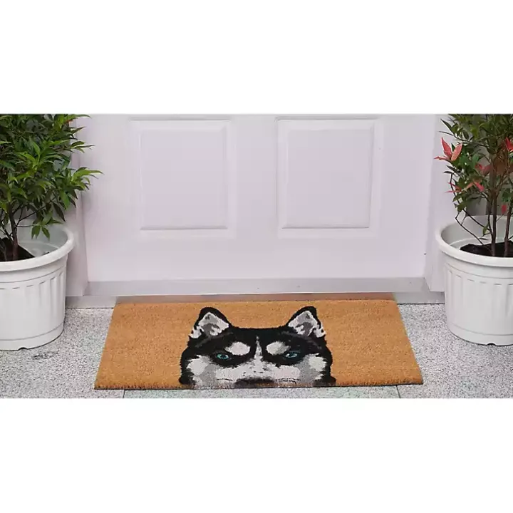 Black Siberian Husky Doormat