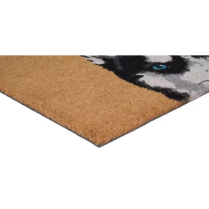 Black Siberian Husky Doormat