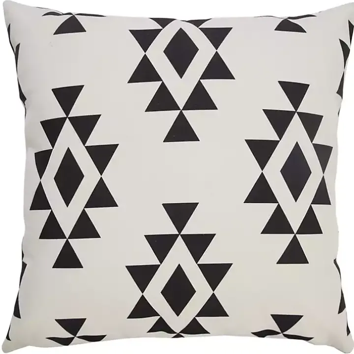 Black Southwestern Geometric Outdoor Pillow