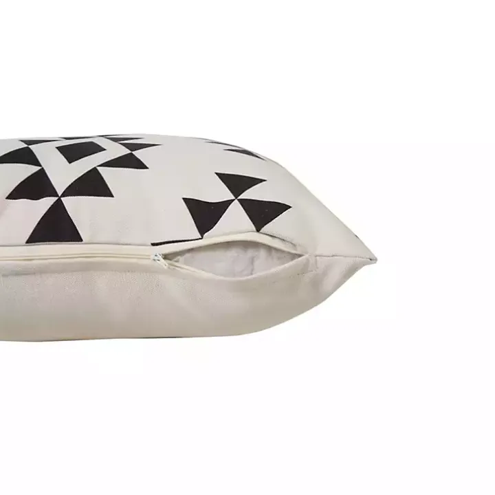 Black Southwestern Geometric Outdoor Pillow