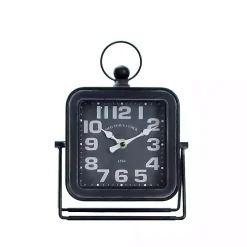 Black Square Metal Tabletop Clock