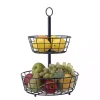 Black Steel Two-Tier Fruit Basket