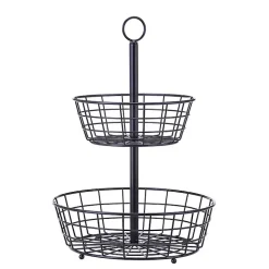 Black Steel Two-Tier Fruit Basket