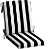 Black Stripe Luxe Outdoor Dining Chair Cushion
