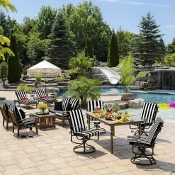 Black Stripe Luxe Outdoor Dining Chair Cushion