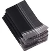 Black Striped Border Cotton Napkins, Set of 4