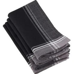 Black Striped Border Cotton Napkins, Set of 4