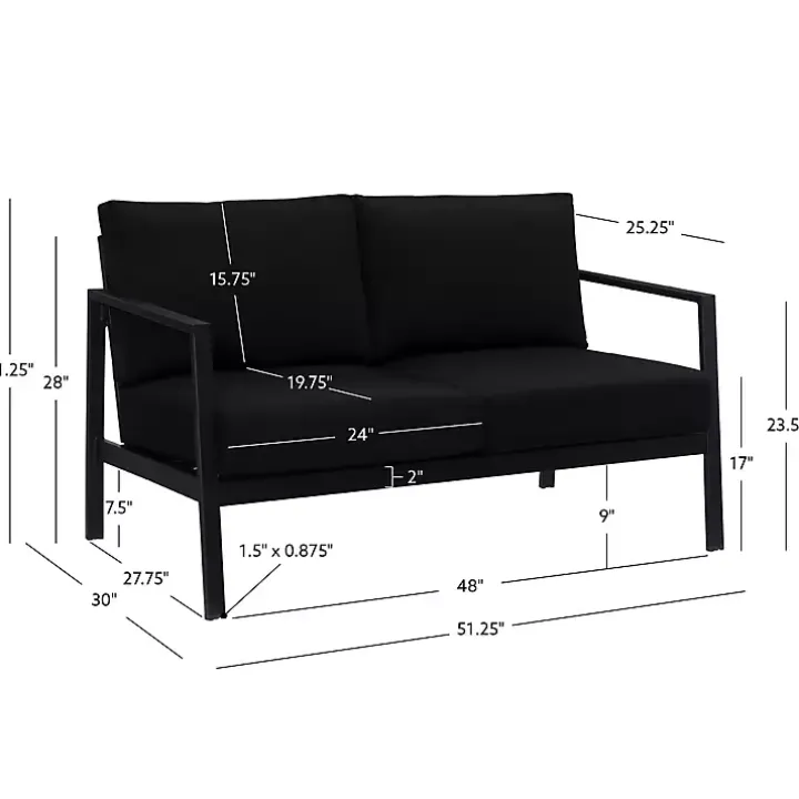 Black Sunbrella Cushions Holland Outdoor Loveseat