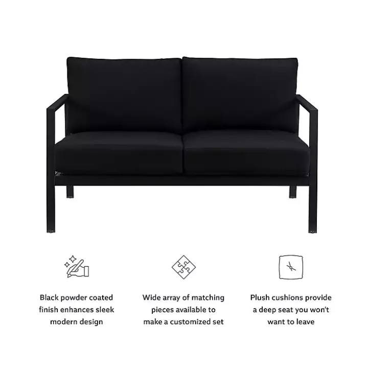 Black Sunbrella Cushions Holland Outdoor Loveseat
