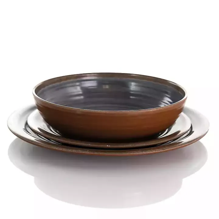 Black Swirl Melamine 12-pc. Dinnerware Set
