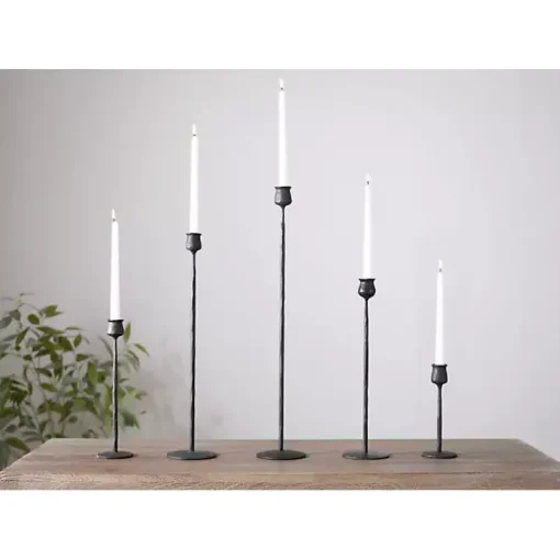 Black Textured Taper Candle Holder, 20 in.