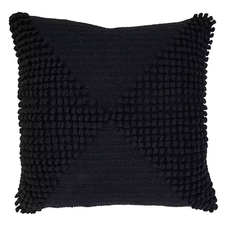 Black Textured Woven Diamond Throw Pillow