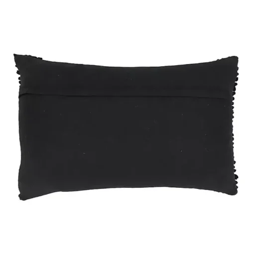 Black Textured Woven Diamond Lumbar Pillow