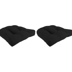 Black Tufted Outdoor Chair Cushions, Set of 2