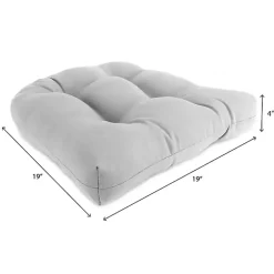 Black Tufted Outdoor Chair Cushions, Set of 2