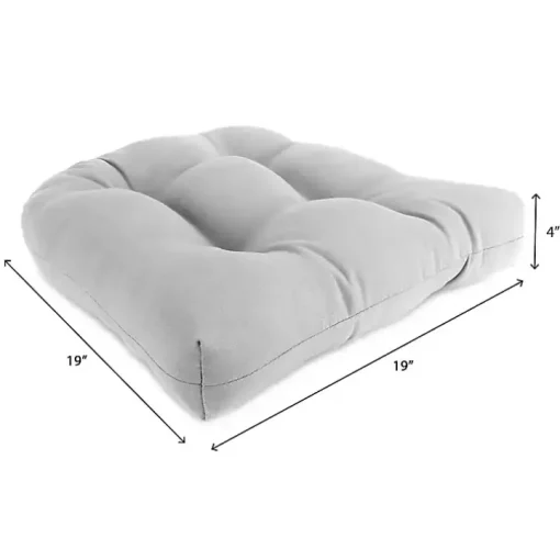 Black Tufted Outdoor Chair Cushions, Set of 2