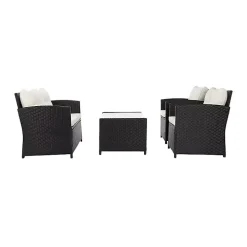 Black Wicker 4-pc. Deluxe Outdoor Living Set