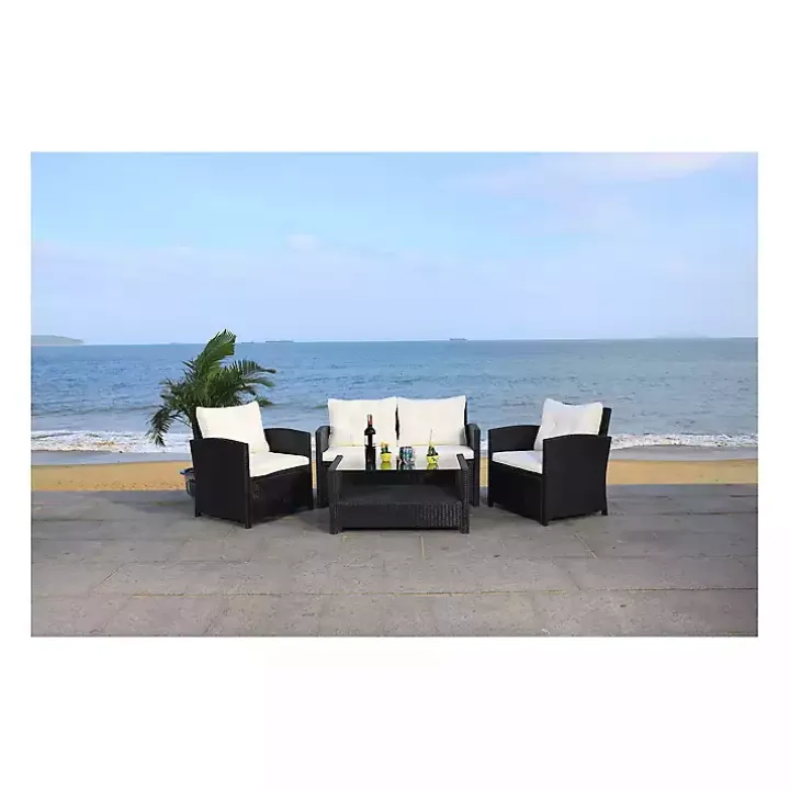 Black Wicker 4-pc. Deluxe Outdoor Living Set