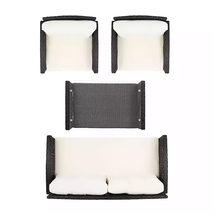 Black Wicker 4-pc. Deluxe Outdoor Living Set