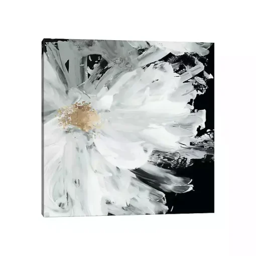 Black Wispy Peony Canvas Art Print