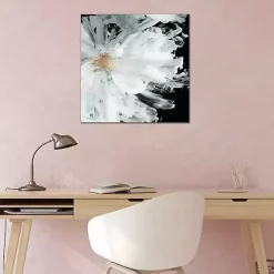 Black Wispy Peony Canvas Art Print