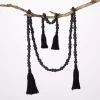 Black Wood Beaded Tassel Garlands, Set of 2