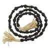 Black Wood Beads Cream Tassel Garland