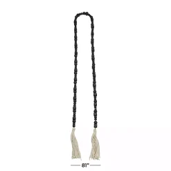 Black Wood Beads Cream Tassel Garland