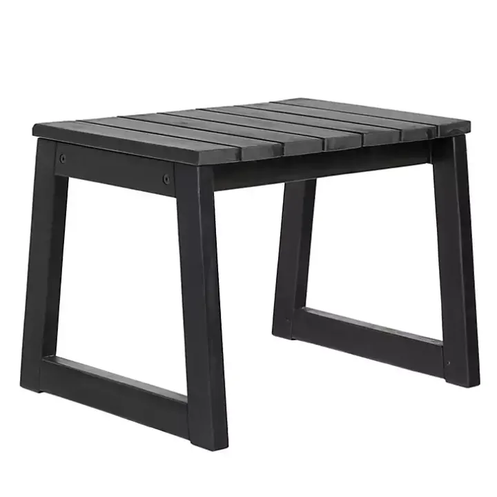 Black Wood Slatted Box Leg Outdoor Side Table