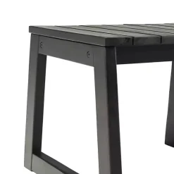 Black Wood Slatted Box Leg Outdoor Side Table