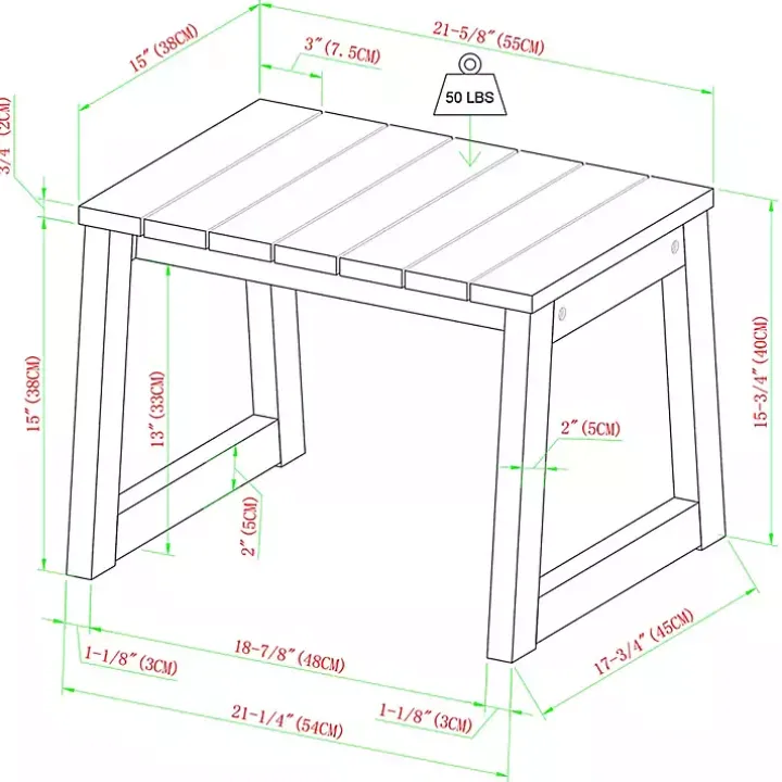 Black Wood Slatted Box Leg Outdoor Side Table