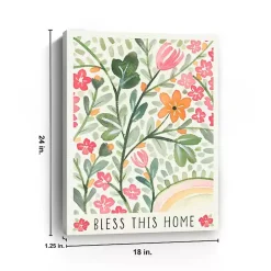 Bless This Home Floral Canvas Art Print